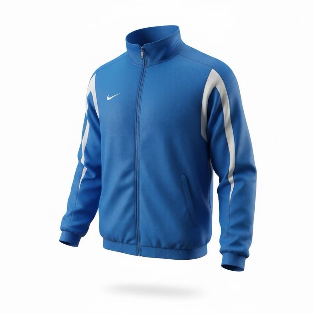 Nike Team Fit Dry Track Jacket Mens L Blue White Full Zip Warm Up Y2K 244773
